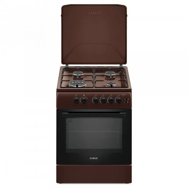 Aragaz SM664MPGS Plita + Cuptor 4 Arzatoare 1 Arzator WOK Duze GPL Maro