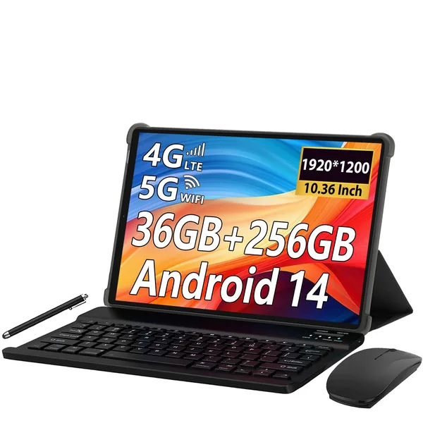 Tableta 10.36" Octa-Core, 36(12+24)GB RAM, 256GB ROM, Android 14.0, SIM/4G LTE, 5GHz WIFI, 1920*1200 FHD, 8000mAh, 13MP+8MP, Negru