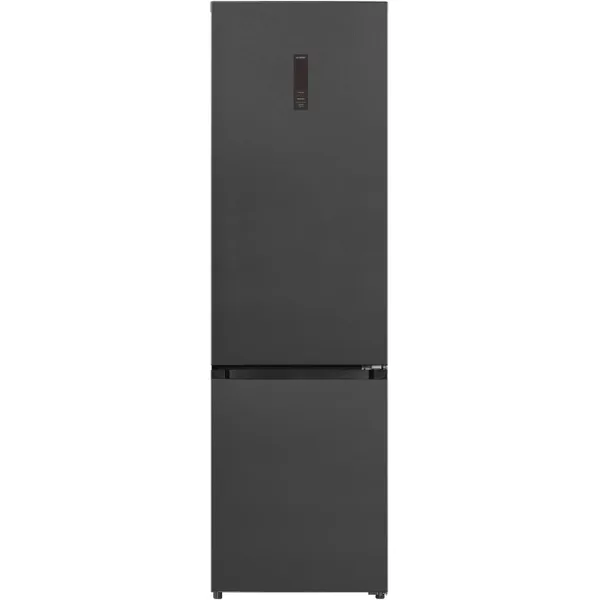 Combina Frigorifica HCNF-HM377INVDGHC No Frost Clasa C 377L Compresor Inverter Display Touch Tehnologie Inoxcool Compartiment Fructe si Legume Lumina LED Dark Grey