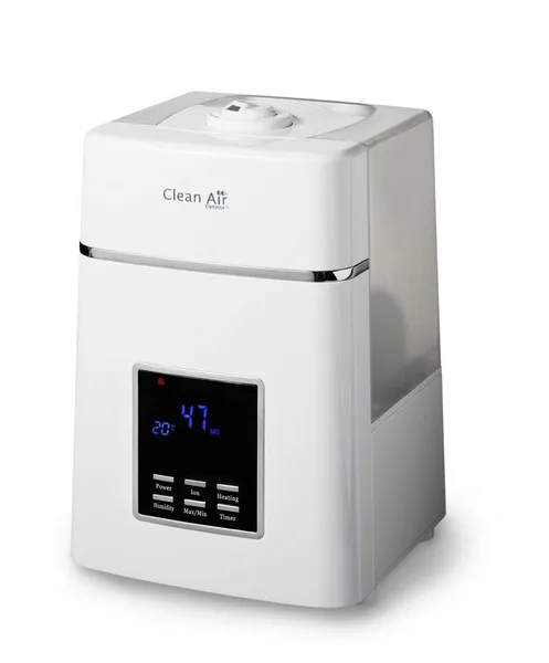 Umidificator si purificator Clean Air Optima CA604 white  Ionizare  Display  Timer  Rata umidificare 400ml/ora  Consum 38-138W/h