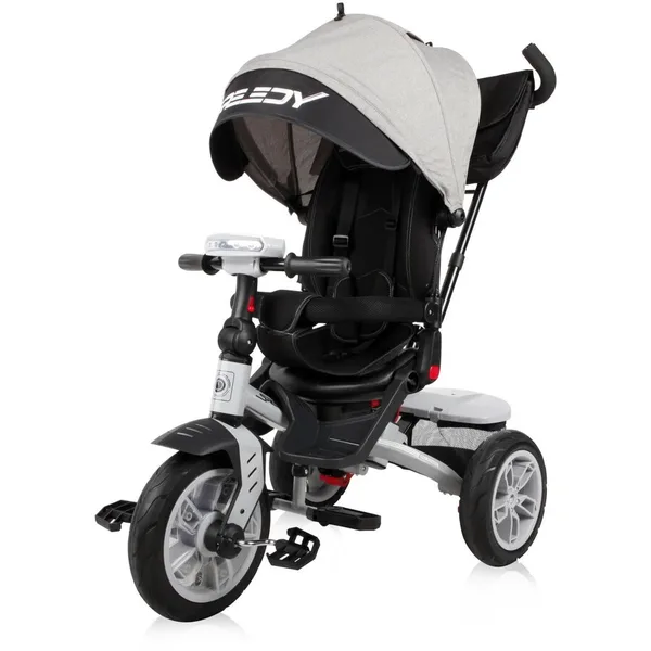 Tricicleta Copii Multifunctionala Speedy Air Roti cu Camera Scaun Rotativ 1-3 Ani Maxim 20KG Gri/Negru