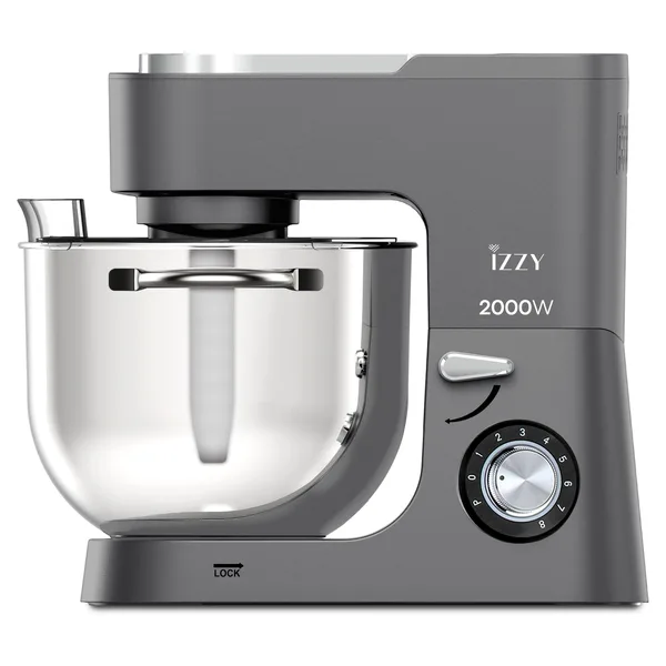 Robot de bucatarie Izzy, Bake Master, 2000W, vas din otel inoxidabil de 8 L, 8 trepte de viteza + pulse, argintiu
