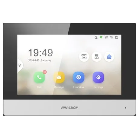 Monitor videointerfon Touch Screen TFT LCD 7 inch, conectare 2 fire, Wifi HIKVISION DS-KH6320Y-WTE2