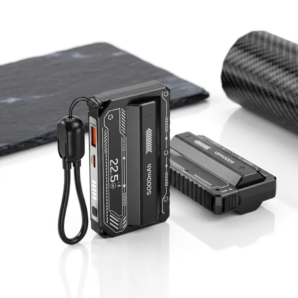 Baterie externa SWAP 5000mAh, PRESTIGE CHARGE, celula detasabila, schimbi acumulatorul instant, incarcare rapida 22.5W, Power Delivery 20W, port USB-C + USB-A, compatibil telefon, tableta, casti, protectie la scurtcircuit, cip inteligent pentru incarcare