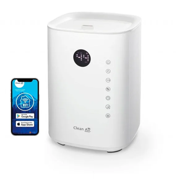 Resigilat - Umidificator si purificator Clean Air Optima CA604W Smart WiFi Difuzor de arome Lampa UV-C Ionizare Display