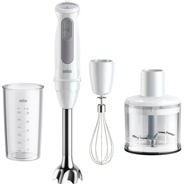 Blender de Mana MultiQuick 5 MQ50236MWH 21 Viteze Pahar Gradat 0.6L Tocator 0.5L 1000W Alb