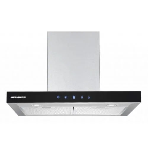 Hota incorporabila decorativa Heinner DCH-650TIX, Putere absorbtie 585.8 mc/h,Clasa B, Control touch, Timer, Iluminare led, 60 cm, Inox + Sticla neagra