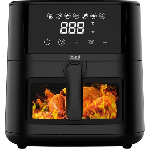 Friteuza cu Aer Cald Bro Ultra Putere 1200W Capacitate 4.2L 7 Meniuri Automate Control Touch Timer 60 Min Termostat Reglabil 80–200°C Negru