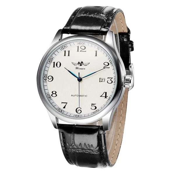 Ceas barbatesc de mana T-Winner Clasic Retro Fashion Mecanic Automatic Vintage Casual Elegant Analog Negru/Alb