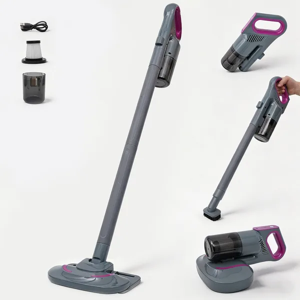 Aspirator vertical fara fir Simplori, cu trei functii integrate, cu baterie litiu, autonomie 50 de minute, Aspirator cu aspirare puternica, culoare violet