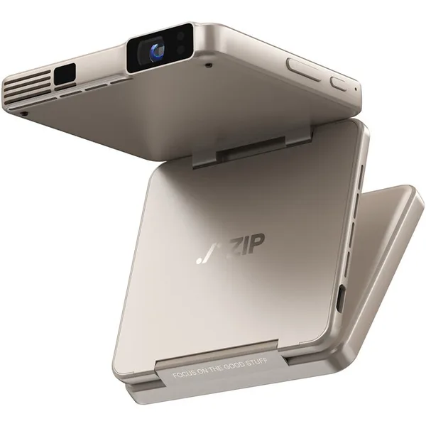 Mini Proiector Zip Tri-Fold Portabil Bluetooth Titanium Gold
