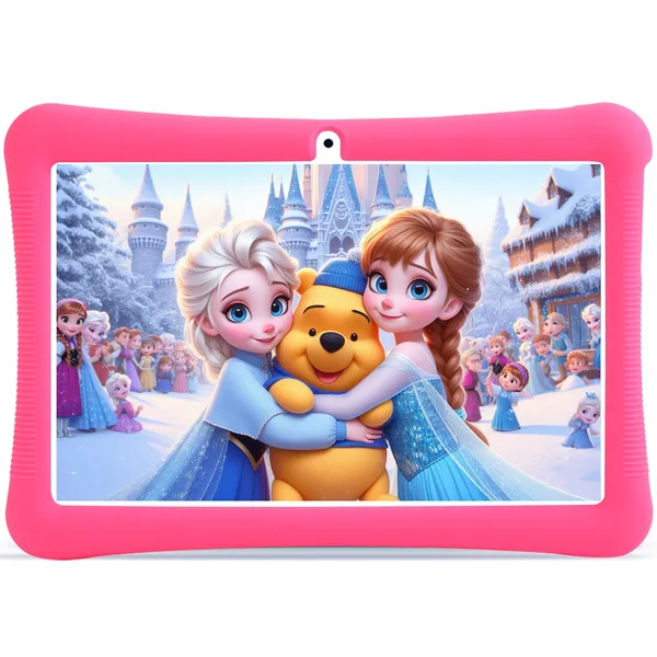 Tableta pentru copii de 10 inch, marca LULUGTI, cu Android 13, 6 GB RAM, 128GB ROM, rezolutie 1280x800, tableta pentru copii cu control parental, software pentru copii preinstalat, suport pentru WiFi si Bluetooth, Roz