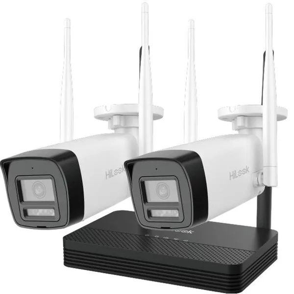 Kit 2 camere Wifi cu NVS HiLook IKS-2042BH-PH/W, 2MP, lentila 2.8mm, IR 30m, detectie miscare, microfon, difuzor