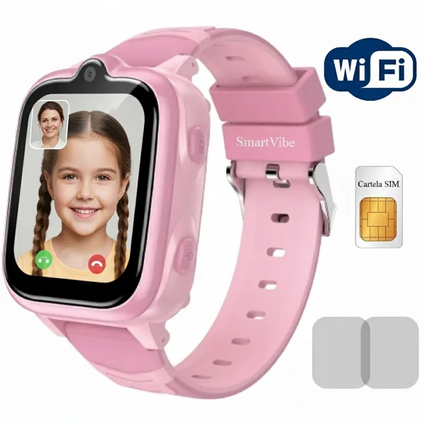 Smartwatch pentru Copii 4G Video Call UltraHD MiniWATCH® eKiD21 Infinity GPS Tracking WiFi/LBS, Apel HD, SIM, Buton SOS, Perimetru Siguranta/Istoric, Monitorizare Activitate, Camera Foto/Galerie, Mod Scoala, Mesaj Vocal, Data/Ora/Alarma, Anti-Lost, Pink