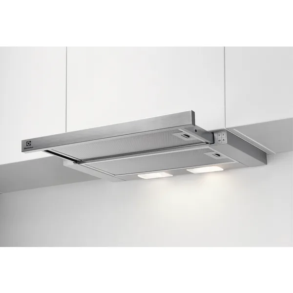 Hota telescopica incorporabila Electrolux LFP326S, Putere de absorbtie 410 mc/h, 1 motor, 60 cm, Inox