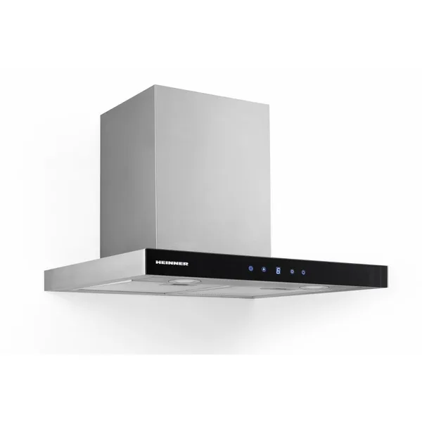 Hota decorativa Heinner DCH-650TIX, 60 cm, Control touch, Timer, Inox + Sticla neagra