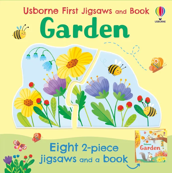 Set 8 Puzzle + Carte - First Jigsaws And Book Garden Usborne