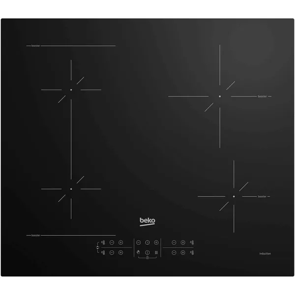 Plita incorporabila Beko HII64200SFMT, Inductie, 4 zone de gatit, Booster, Touch control, Stop & Go, OverHeat Safety System, Auto Shutdown, 60 cm, Negru