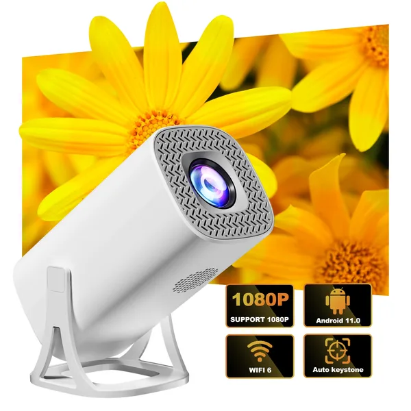 Videoproiector Portabil, SDLOGAL®, Videoproiector Smart 4K Ultra HD Cu Telecomanda, cu Android 11, WiFi 6, Corectie Automata A Trapezului, Compatibil cu Android/iOS, Alb