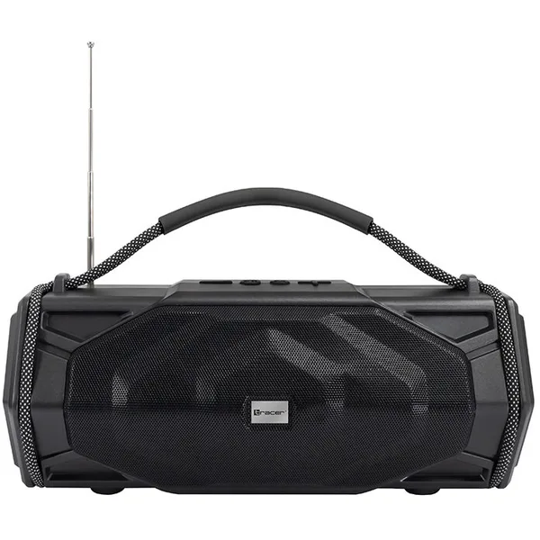 Boxa Portabila Explorer TWS BT 5.3 Radio FM Lanterna LED Incorporata Baterie 1800mAh Alimentare Solara Putere RMS 15W Negru