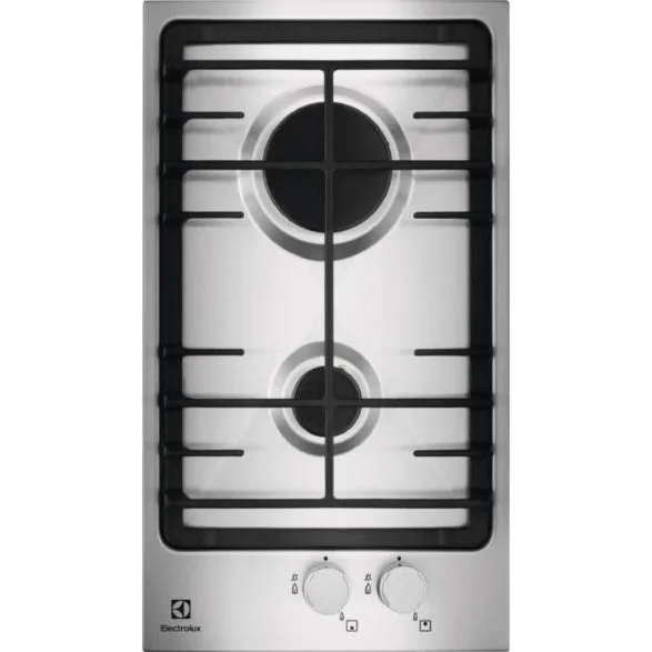Plita incorporabila Domino Electrolux EGG3322NVX, Gaz, 2 arzatoare, 30 cm, Inox