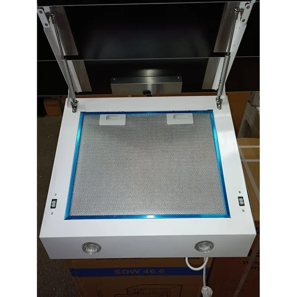 Hota Decorativa Resigilat Megas 1200 (90) 1 Motor Turbo 4 Viteze Lumina LED Latime 90CM Clasa A Alb