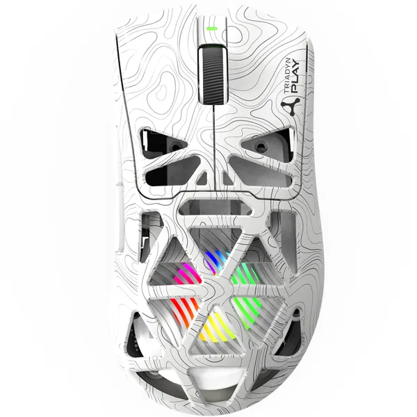 Mouse de gaming wireless, Triadyn, IAPETUS, 12800 DPI, iluminare LED, alb