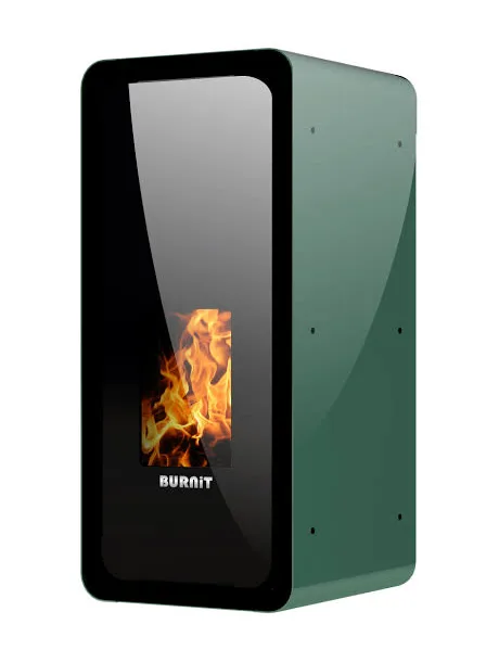 Termosemineu pe peleti Burnit Calor Green 13 kW echipata cu pompa de circulatie vas de expansiune automatizare suprafata pana la 100 metri patrati