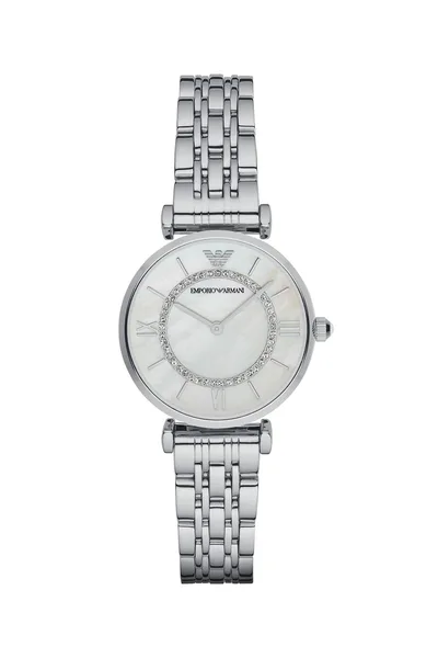 Emporio Armani, Ceas cu mecanism quartz si bratara metalica Gianni T-Bar, Argintiu