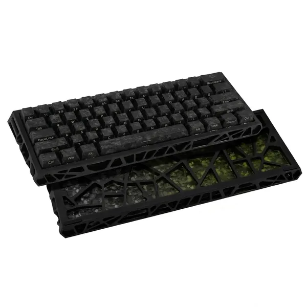 K KAVLORN Tastatura Mecanica Gaming Skeleton 60% | GASKET | Hot-Swap | RGB | Carcasa Plastica Golita Geometrica | Usoara Compacta | 61 Taste cu Fir | Compatibila PC/Mac/Laptop
