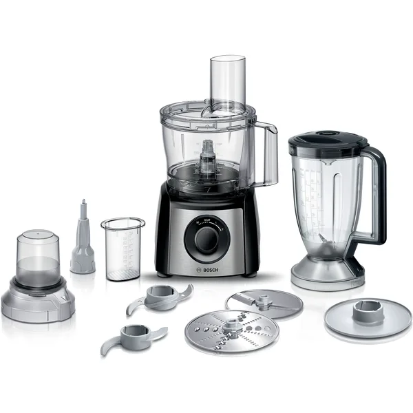 Robot de bucatarie Bosch MultiTalent 3 MCM3531M, 800W, capacitate vas mixare 2.3 l, blender 1 l, 2 trepte + functie pulse, rasnita cafea, 2 discuri din otel inoxidabil razuire/feliere, Disc batut crema, Negru