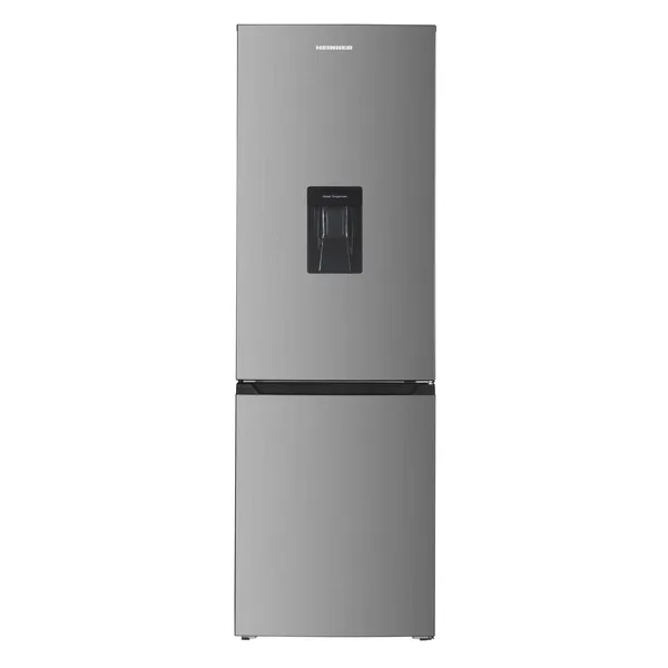 Combina frigorifica Heinner HC-HM313XWDE++, 313 l, Clasa E, Dozator de apa, Control electronic cu termostat ajustabil, Lumina LED, Decoratiuni cromate, H 185.8 cm, Aspect Inox