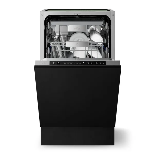 Masina de spalat vase complet incorporabila Klarstein Velaire, 10 seturi de vase, latime 45 cm, clasa energetica B, Aquastop, Negru