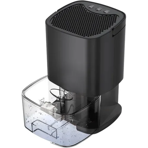 Dezumidificator, pentru Casa, Portabil, Silentios cu Functie de Oprire Automata, Capacitate Rezervor 1000 ML 72 ore, Consum Redus de Energie, Display Digital, Tehnologie Peltier, Uscare mai Rapida a Rufelor, Culoare Negru