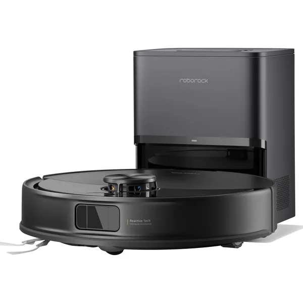 Robot de aspirare Roborock Q7 TF + B, aspirator si mop cu statie de golire automata, 10.000 Pa, baterie 5.200 mAh, autonomie 180 min, navigatie LiDAR, recipient praf 200 ml, sistem dublu anti-incurcare, nivel reglare flux de apa, negru