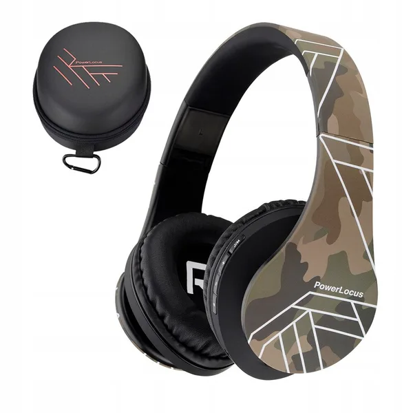 Casti wireless PowerLocus P2, camuflaj, Bluetooth 5.3, microSD, radio FM, 20+ ore autonomie