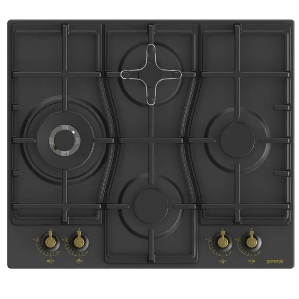 Plita incorporabila pe gaz, Gorenje, 60cm, 4 plite, 8150W, control mecanic, negru