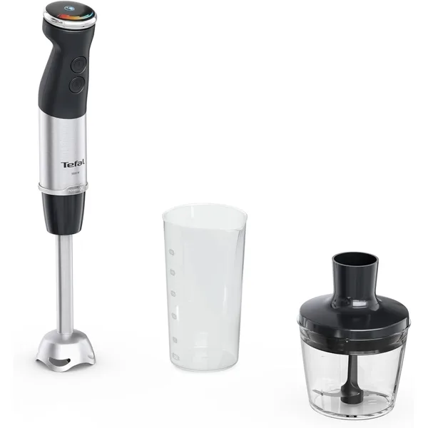 Blender vertical Tefal Quickchef+ HB672830, 1000 W, tehnologie Powelix, functie turbo, 20 viteze, mod silentios, tocator 0.5 L, recipient 0.8 L, negru
