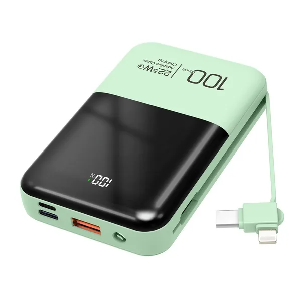 Baterie externa, Jonkuu, 10000mAh, Fast Charge, Type C, Lightning, PD 22.5W, Verde