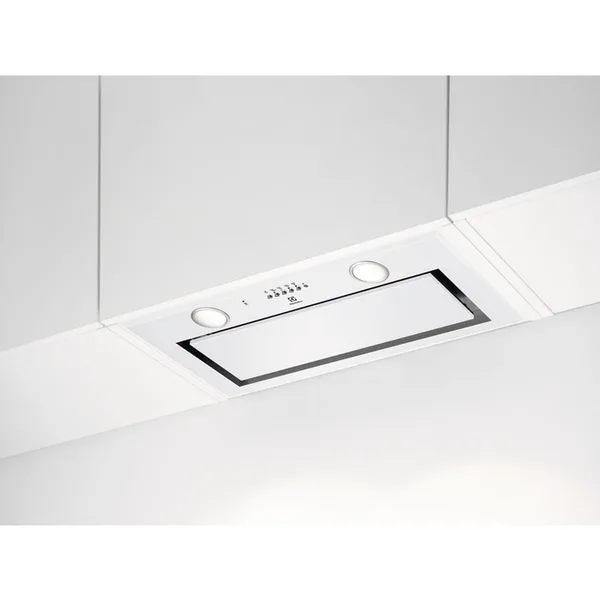 Hota incorporabila Electrolux LFG716W, Putere de absorbtie 700 mc/h, Conectivitate plita, Iluminare LED, Clasa A, 54 cm, Alb