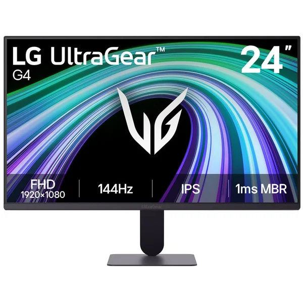 Monitor Gaming LG UltraGear G4 24G411B-B, 23.8", FHD (1920×1080), IPS, 144Hz, 1ms MBR, 5ms (GtG), 250 cd/m², sRGB 99%, HDR10, G-SYNC Compatible, AMD FreeSync, HDMI, DisplayPort, VESA 100×100 mm, Negru
