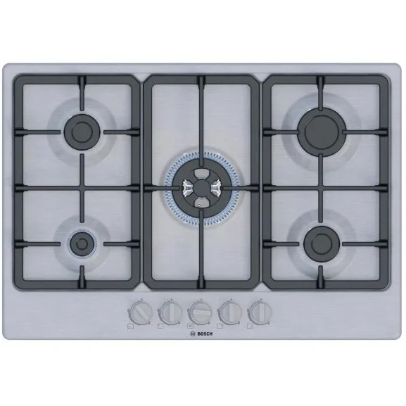 Plita PGQ7B5K90 Incorporabila Gaz Arzator Wok 5 Arzatoare Gratar Fonta Wok 75Cm Inox