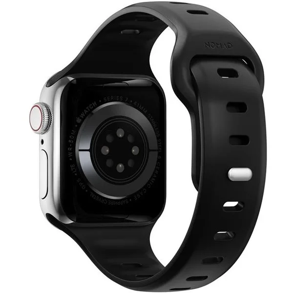 Accesoriu smartwatch Sport Slim Strap compatibila cu Apple Watch 4/5/6/7/8/SE 38/40/41mm, S/M, Negru