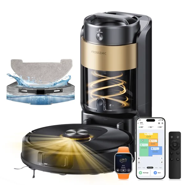 Aspirator robot Proscenic Q20 Plus, 10000Pa, 200 minute, 4 litri, 3 in 1, Wi-Fi, Navigatie LiDAR si detectare obstacole prin inteligenta artificiala, 90 de zile fara indepartarea prafului