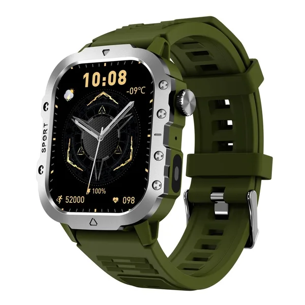 Ceas inteligent premium, 2.01 inch, Ecran tactil HD retina, moduri sportive, monitorizarea SpO2/glucozei din sange, analiza somnului, Apeluri Bluetooth, impermeabil, 10 zile de viata a bateriei, Verde