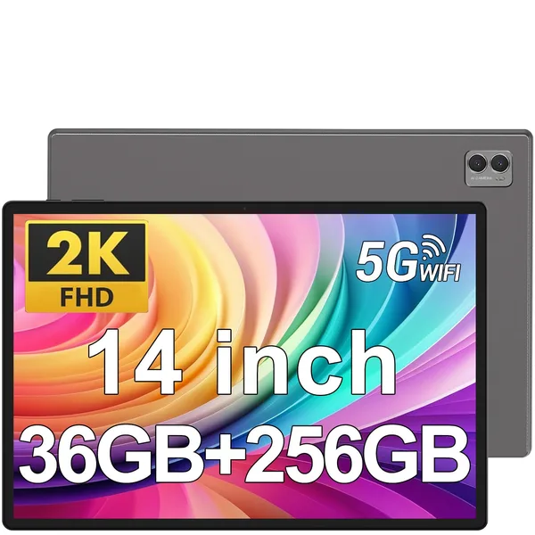 Tableta 14.1" Octa-Core, 256GB ROM, 36(12+24)GB RAM, Android 14.0, 5GHz WIFI, 2000*1200 2K FHD, 11580mAh, 13MP+8MP, Gri