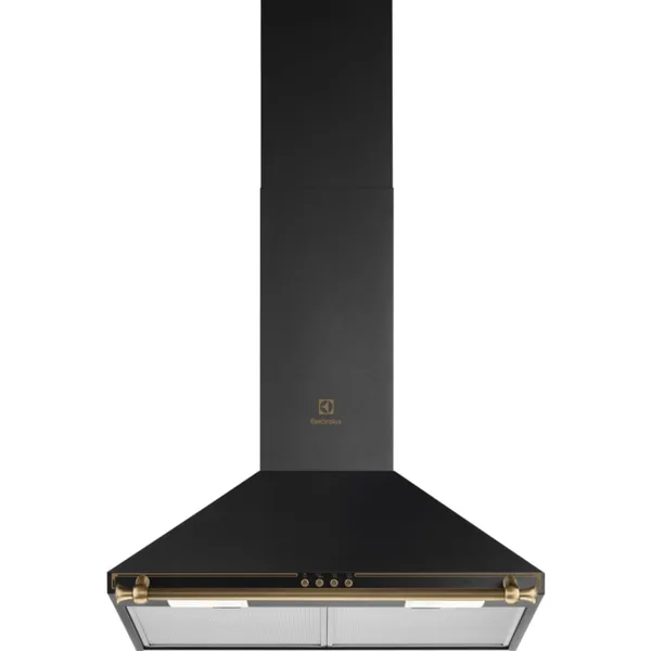 Hota incorporabila decorativa Electrolux EFC226R, Putere de absorbtie 420 mc/h, Filtre aluminiu lavabil, 60 cm, Negru rustic