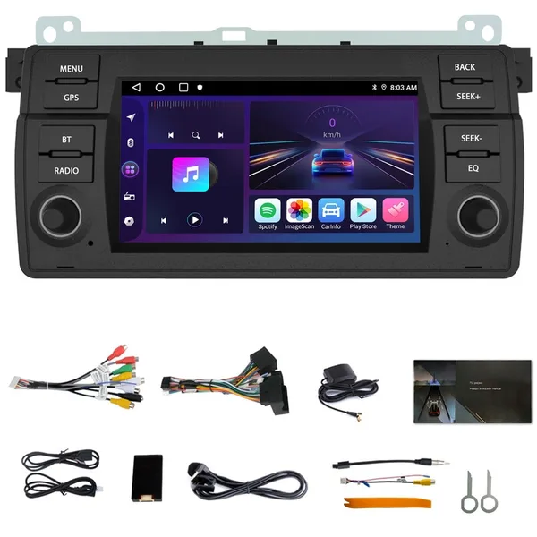 Navigatie BMW E46 1999-2004, AWESAFE, 2GB+32GB, Ecran tactil 7 inch, Carplay, Android Auto, Bluetooth, Control pe volan, DSP