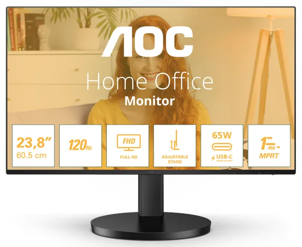 Monitor Consumer AOC 24B3CF2, 23.8", 1920 x 1080 pixeli, Black, 3 ani Garantie