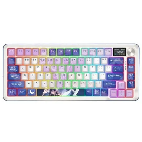 Tastatura Mecanica Flekact Pro Anime Gaming  Bluetooth Cu si Fara Fir Iluminare RGB Alba